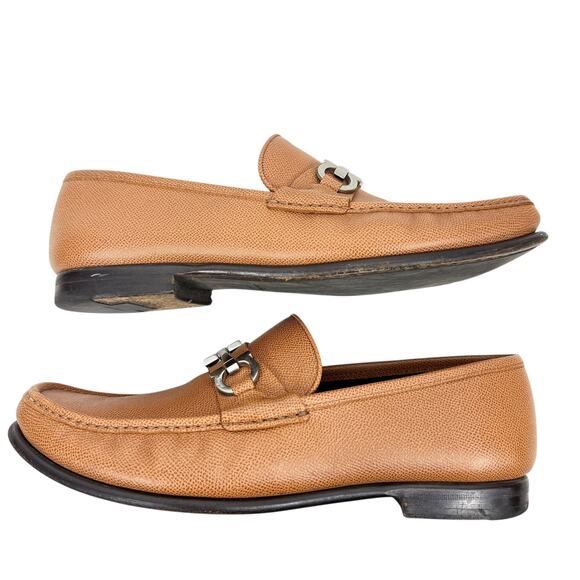 Salvatore Ferragamo Grandioso 2 Gancini Bit Leather Loafers Brown Size 12.5 EEE